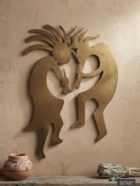 Kokopell 20”x8” Vintage Metal Wall Art Set - Antique Brass Finish 2 pc